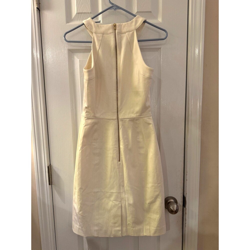 Banana Republic Monogram Ivory Cutout Sheath Dress Sz 2 Sleeveless Mini NWT - Picture 4 of 13